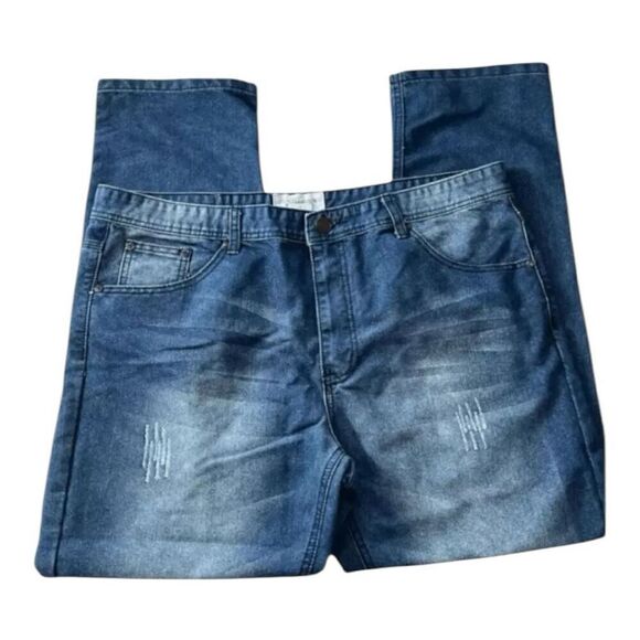 United Denim Jeans Size 40x30 Men Straight Mid Rise Medium Wash Blue Denim - Picture 1 of 10